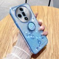 For OPPO Find X7 Gradient Glitter Immortal Flower Ring All-inclusive Phone Case(Blue)