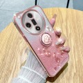 For OPPO Find X7 Gradient Glitter Immortal Flower Ring All-inclusive Phone Case(Pink)