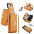 For iPhone 15 Pro Max MagSafe Crossbody Multi-functional Zipper Wallet Litchi Leather Phone Case(Ora