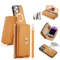 For iPhone 14 Pro MagSafe Crossbody Multi-functional Zipper Wallet Litchi Leather Phone Case(Orange)