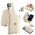 For iPhone 12 Pro Max MagSafe Crossbody Multi-functional Zipper Wallet Litchi Leather Phone Case(Whi