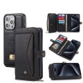 For iPhone 15 Pro Multi-functional Zipper Wallet Leather Phone Case(Black)