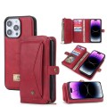 For iPhone 14 Plus Multi-functional Zipper Wallet Leather Phone Case(Red)