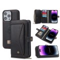 For iPhone 14 Pro Multi-functional Zipper Wallet Leather Phone Case(Black)