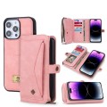 For iPhone 14 Pro Max Multi-functional Zipper Wallet Leather Phone Case(Pink)