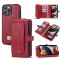 For iPhone 13 Pro Max Multi-functional Zipper Wallet Leather Phone Case(Red)