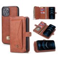 For iPhone 12 Multi-functional Zipper Wallet Leather Phone Case(Brown)