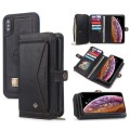 For iPhone X / XS Multi-functional Zipper Wallet Leather Phone Case(Black)