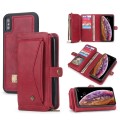 For iPhone X / XS Multi-functional Zipper Wallet Leather Phone Case(Red)