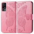 For TCL 40 XL Butterfly Love Flower Embossed Leather Phone Case(Pink)