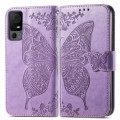 For TCL 40 XL Butterfly Love Flower Embossed Leather Phone Case(Light Purple)
