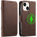 For iPhone 14 SUTENI J07 Multifunctional Horizontal Flip Magsafe Leather Phone Case(Brown)