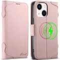 For iPhone 14 SUTENI J07 Multifunctional Horizontal Flip Magsafe Leather Phone Case(Pink)