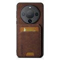 For Huawei Mate 60 Pro Suteni H02 Litchi Leather Card Wallet Stand Back Phone Case(Brown)