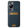 For Huawei P60 Pro Suteni H02 Litchi Leather Card Wallet Stand Back Phone Case(Blue)