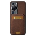 For Huawei P60 Suteni H02 Litchi Leather Card Wallet Stand Back Phone Case(Brown)