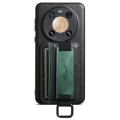 For Huawei Mate 40 Pro Suteni H13 Card Wallet Wrist Strap Holder PU Phone Case(Black)