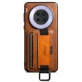 For Huawei Mate 30 Suteni H13 Card Wallet Wrist Strap Holder PU Phone Case(Brown)