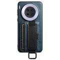 For Huawei Mate 30 Suteni H13 Card Wallet Wrist Strap Holder PU Phone Case(Blue)