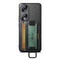 For Honor 90 Pro Suteni H13 Card Wallet Wrist Strap Holder PU Phone Case(Black)