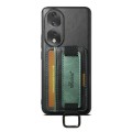 For Honor 80 Pro Suteni H13 Card Wallet Wrist Strap Holder PU Phone Case(Black)