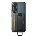 For Honor 70 Pro Suteni H13 Card Wallet Wrist Strap Holder PU Phone Case(Blue)