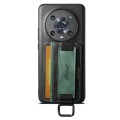 For Honor Magic4 Pro Suteni H13 Card Wallet Wrist Strap Holder PU Phone Case(Black)