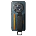 For Honor Magic4 Pro Suteni H13 Card Wallet Wrist Strap Holder PU Phone Case(Blue)