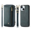 For iPhone 15 Plus Crossbody Multi-functional Zipper Wallet Leather Phone Case(Green)