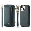 For iPhone 14 Plus Crossbody Multi-functional Zipper Wallet Leather Phone Case(Green)