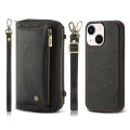 For iPhone 14 Crossbody Multi-functional Zipper Wallet Leather Phone Case(Black)