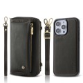 For iPhone 14 Pro Max Crossbody Multi-functional Zipper Wallet Leather Phone Case(Black)