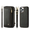 For iPhone 12   Pro Crossbody Multi-functional Zipper Wallet Leather Phone Case(Black)