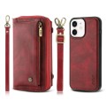 For iPhone 11 Crossbody Multi-functional Zipper Wallet Leather Phone Case(Red)
