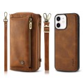 For iPhone 11 Crossbody Multi-functional Zipper Wallet Leather Phone Case(Brown)