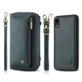 For iPhone XR Crossbody Multi-functional Zipper Wallet Leather Phone Case(Green)
