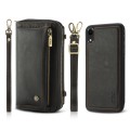 For iPhone XR Crossbody Multi-functional Zipper Wallet Leather Phone Case(Black)