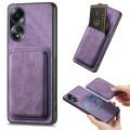 For OPPO A58 4G Retro Leather Card Bag Magnetic Phone Case(Purple)