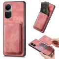 For OPPO Reno10 Global Retro Leather Card Bag Magnetic Phone Case(Pink)