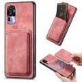 For OPPO Reno10 Pro+ Retro Leather Card Bag Magnetic Phone Case(Pink)