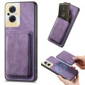 For OPPO Reno8 Z Retro Leather Card Bag Magnetic Phone Case(Purple)