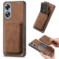 For OPPO A17 Retro Leather Card Bag Magnetic Phone Case(Brown)