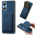 For OPPO A17 Retro Leather Card Bag Magnetic Phone Case(Blue)