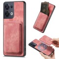 For OPPO Reno8 5G Retro Leather Card Bag Magnetic Phone Case(Pink)