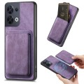 For OPPO Reno8 5G Retro Leather Card Bag Magnetic Phone Case(Purple)