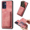 For OPPO Reno7 5G Retro Leather Card Bag Magnetic Phone Case(Pink)