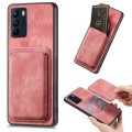 For OPPO Reno6 Z Retro Leather Card Bag Magnetic Phone Case(Pink)