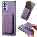 For OPPO Reno6 Pro 5G Retro Leather Card Bag Magnetic Phone Case(Purple)