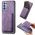 For OPPO Reno6 Pro+ Retro Leather Card Bag Magnetic Phone Case(Purple)