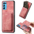 For OPPO Reno5 5G Retro Leather Card Bag Magnetic Phone Case(Pink)